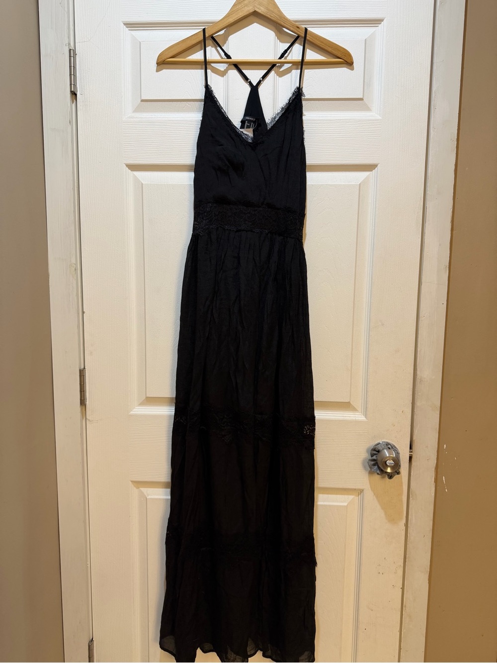 Forever 21 Black Lace Spaghetti-Strap Maxi Dress